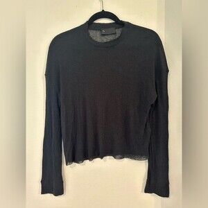 RtA Ribbed Cashmere Blend Long Sleeve Top Black Size XS